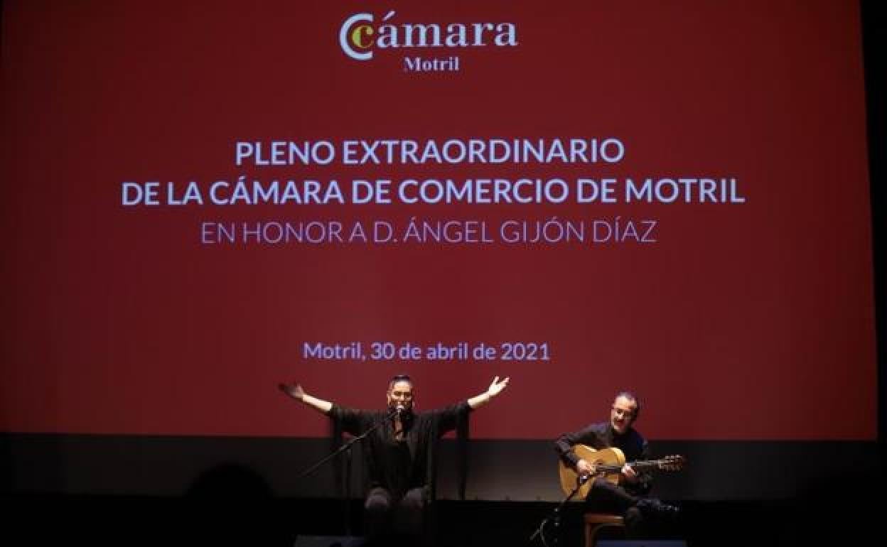 Marina Heredia, en el pleno que se celebró ayer en Motril para homenajear a Ángel Gijón. 