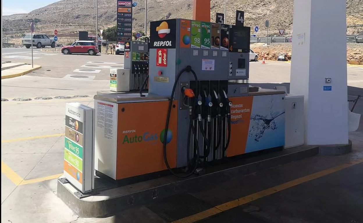Imagen de una gasolinera con punto de repostaje GLP en El Parador. 
