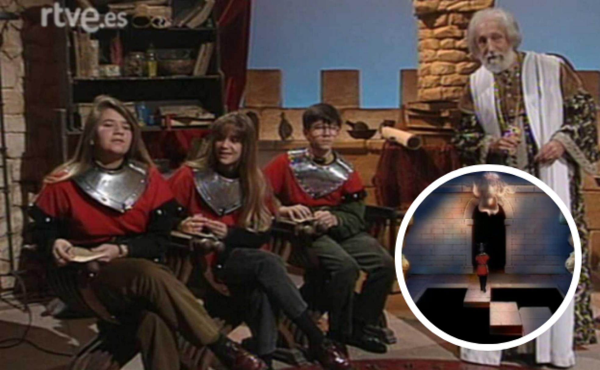Un equipo de 'El rescate del talismán', guiando al concursante dentro del castillo, un croma.