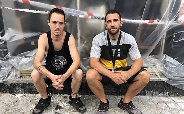 David Paris y David Messi, este domingo en la pizzería. 