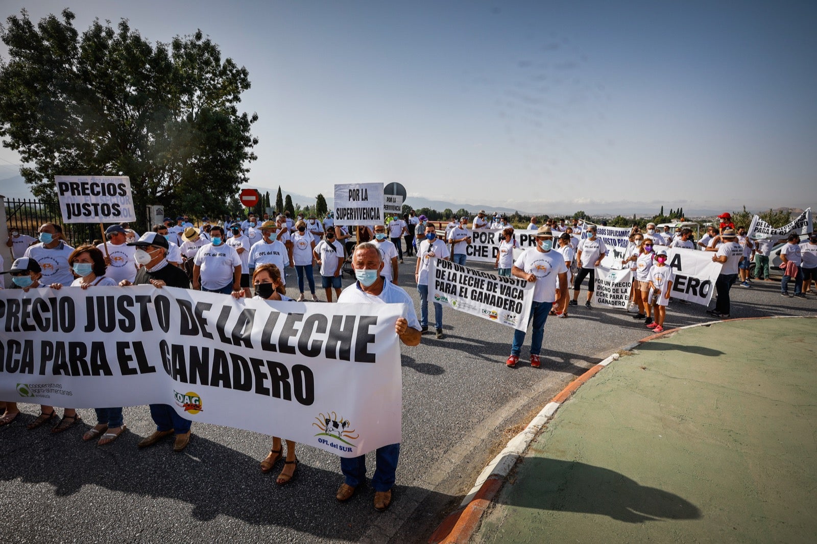Medio millar de personas y 50 tractores apoyan a los productores por unos precios justos de la leche