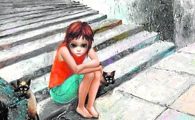 Niña con gatos, de Margaret Keane. 