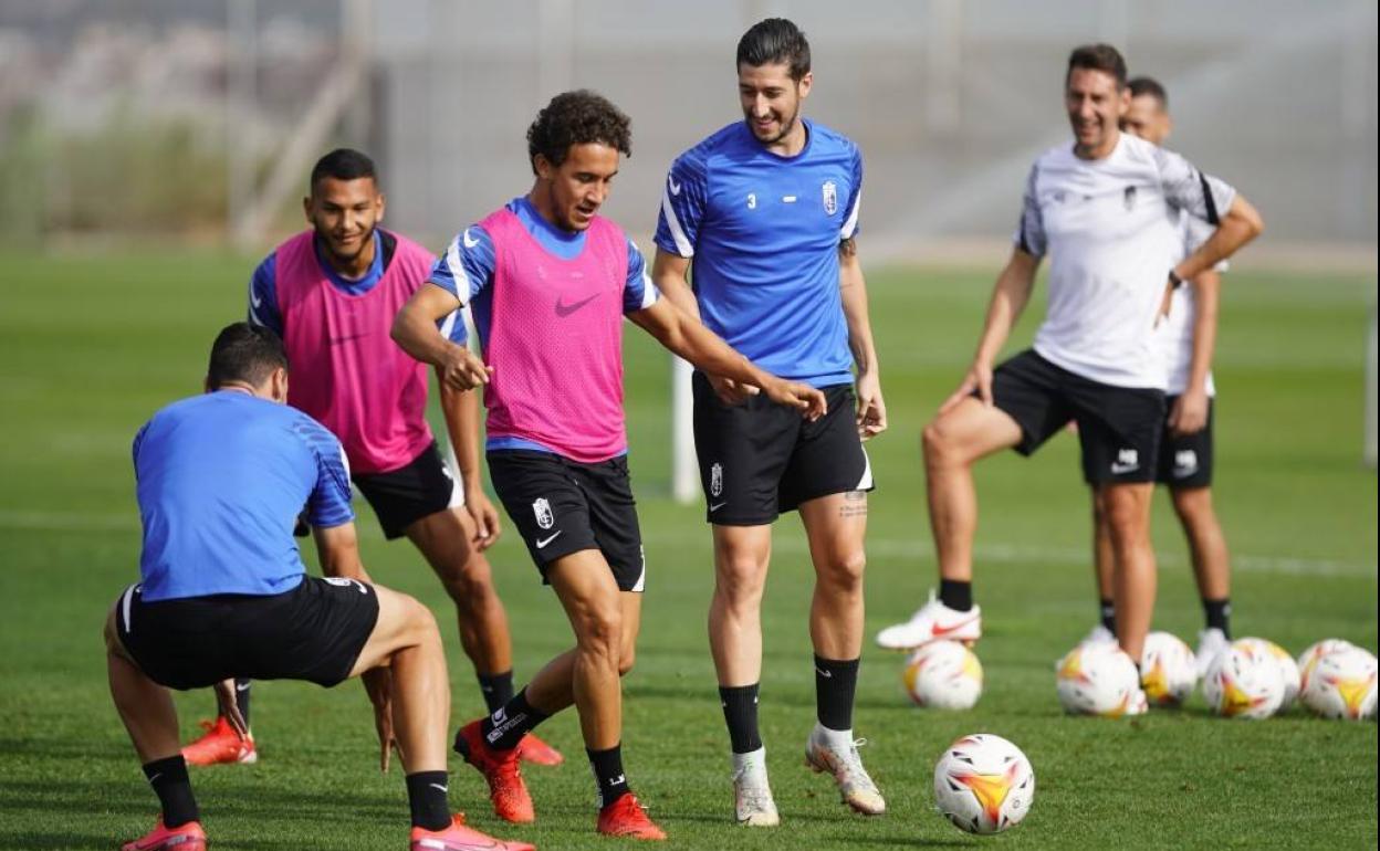 Luis Milla en uno de los entrenamientos de la pasada semana. 