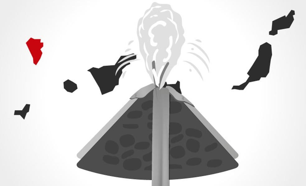 La lava sale del volcán Cumbre Vieja de La Palma. 