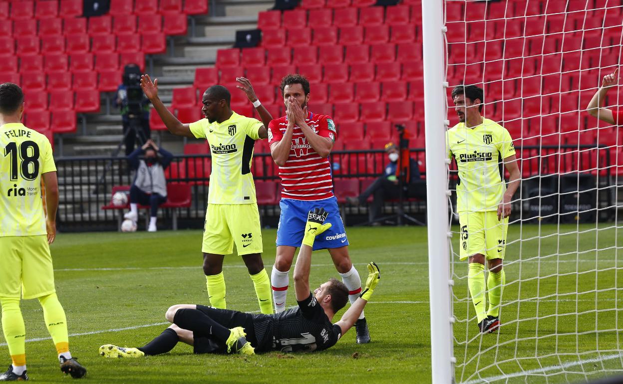 Germán, en el partido de la temporada pasada ante el Atlético. 