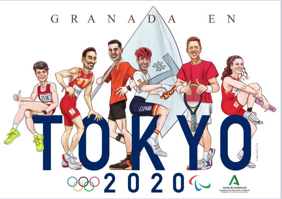 Ilustración de los seis granadinos olímpicos en Tokio. 