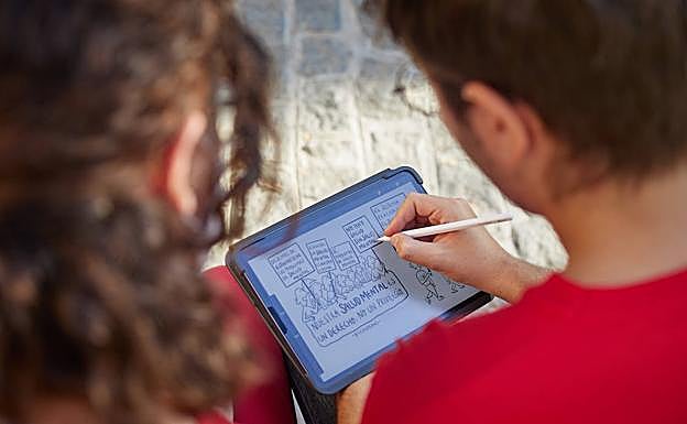 Dibujo de una de sus viñetas reivindicativas. 