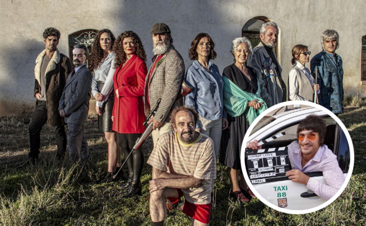 Los protagonistas de 'La lágrima de Géminis', con el director Juanfran López. 