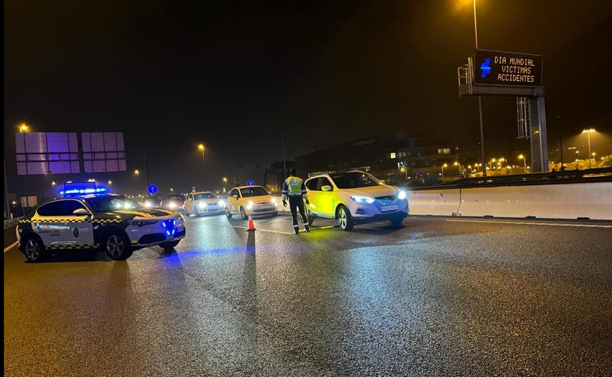 Control de la Guardia Civil en la autovía. 