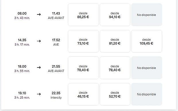 Los billetes del día 24 ya aparecen en la web de Renfe.