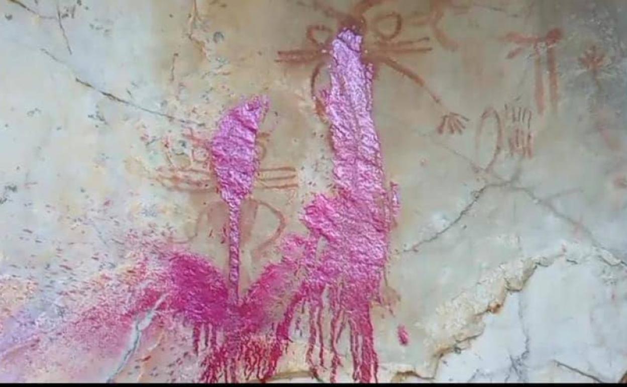 Aspecto en el que han quedado las pinturas rupestres. 