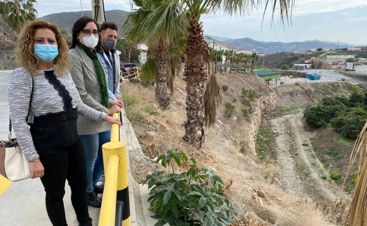 La delegada de Agricultura, María José Martín, durante la visita que ha realizado a los trabajos hechos en Carchuna.