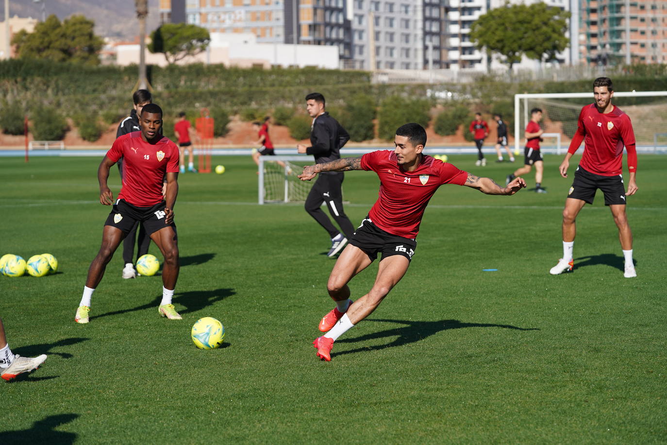 Momento del entrenamiento de la UD Almería.