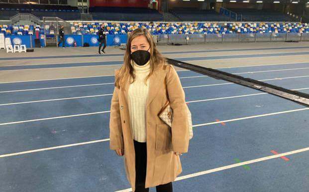 Patricia Rodríguez, en Nápoles, su primer viaje con el club. 