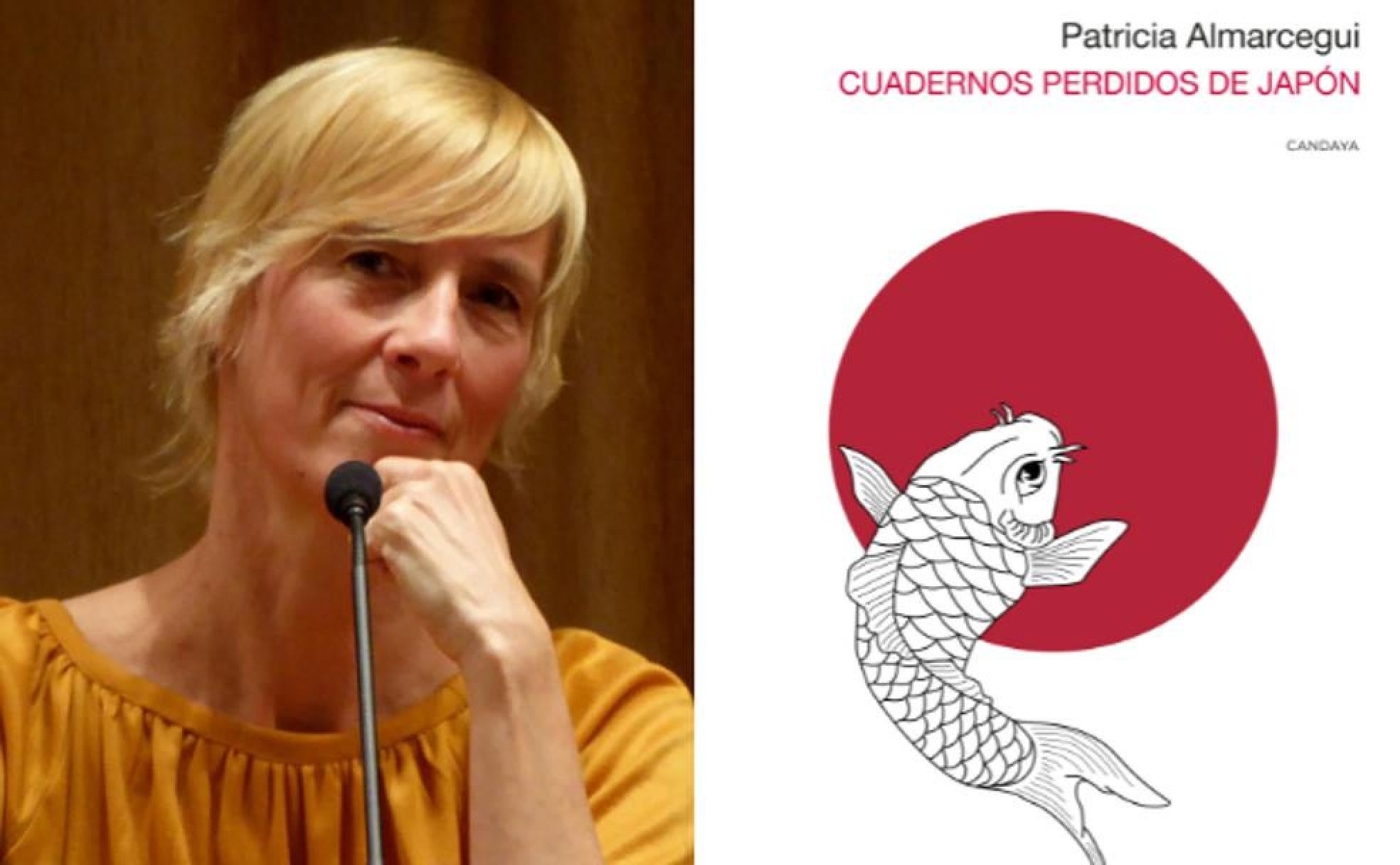 Patricia Almarcegui y la portada de su libro, 'Cuadernos perdidos de Japón'. 