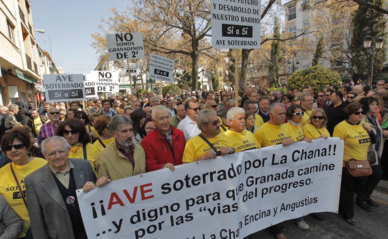 Los vecinos, durante una protesta en 2014.