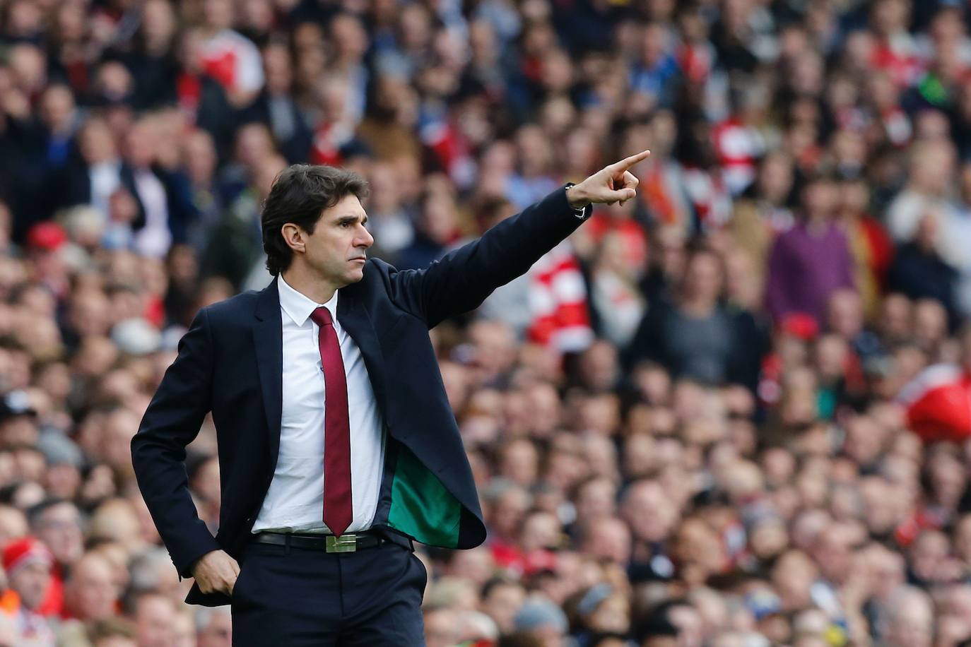 Aitor Karanka dirige un partido como entrenador del Middlesbrough. 