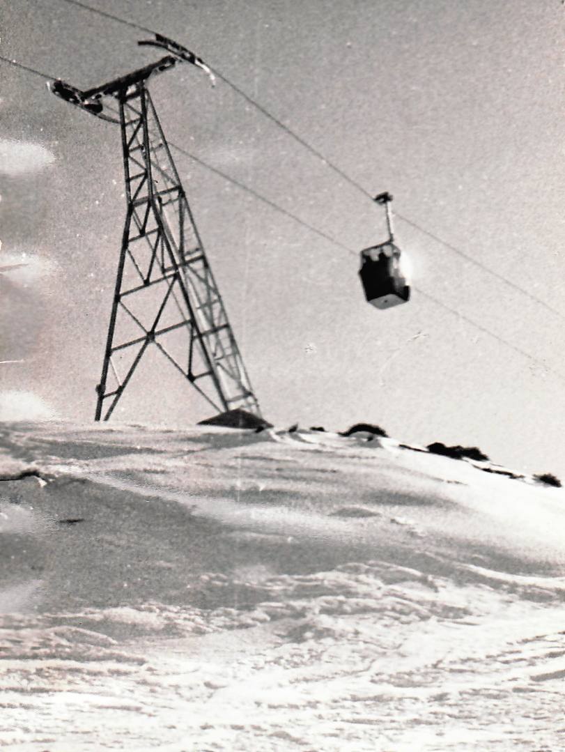 Pruebas del telecabina en 1969.
