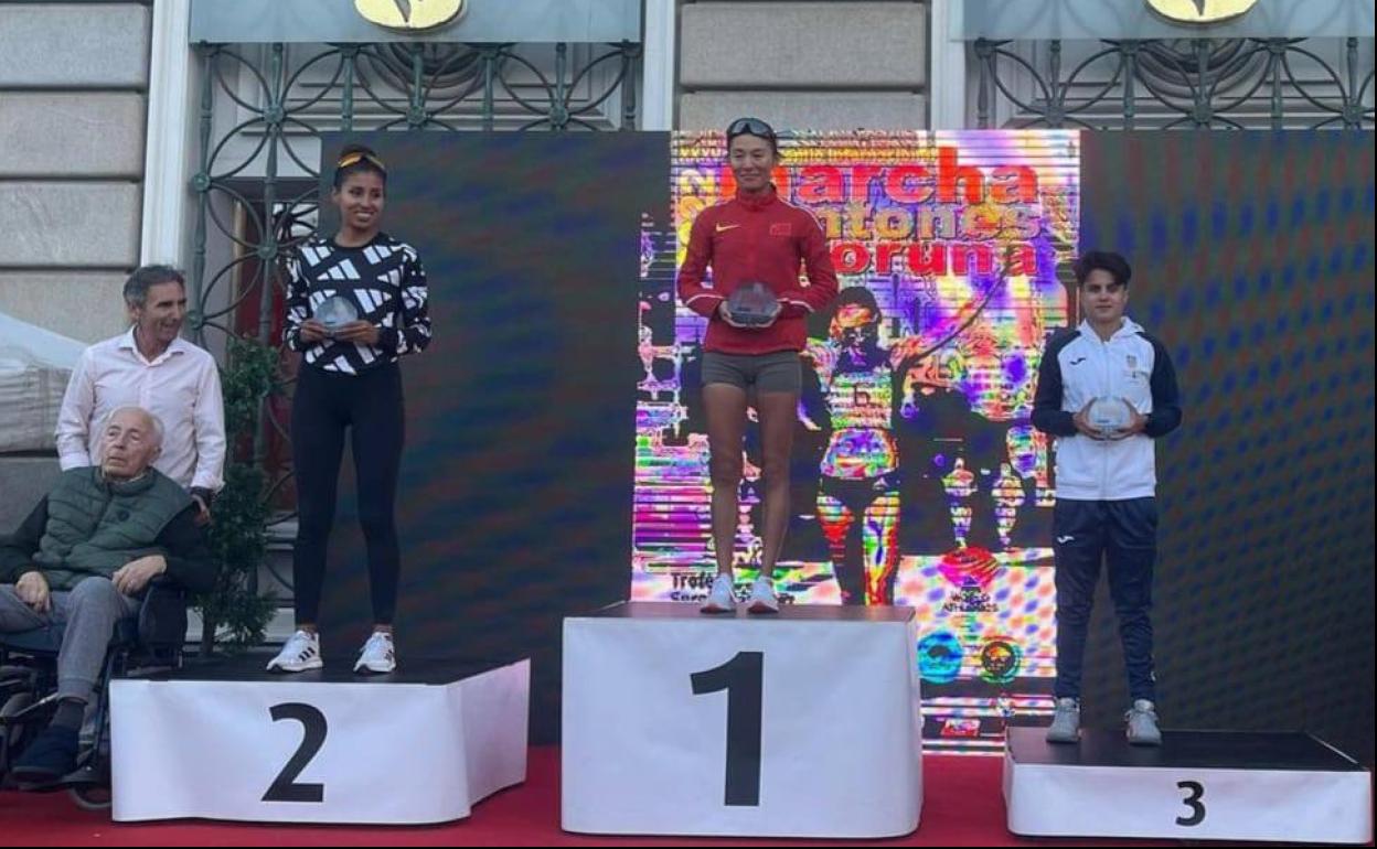 María Pérez, en el podio de Coruña. 