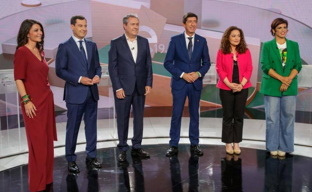 Candidatos en el debate de Canal Sur .