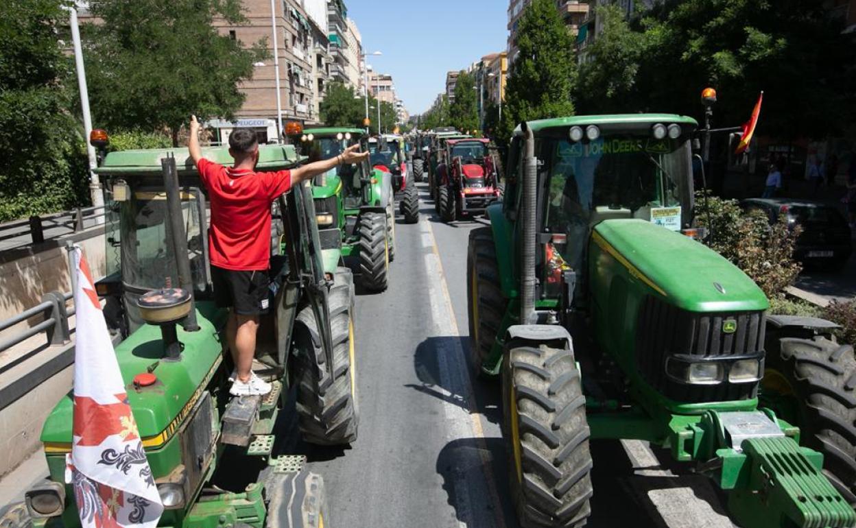 La tractorada a su paso por Camino de Ronda. 