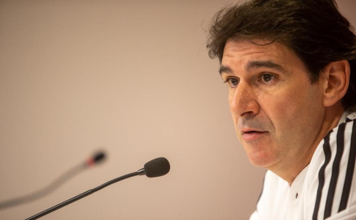 Karanka en rueda de prensa este viernes. 