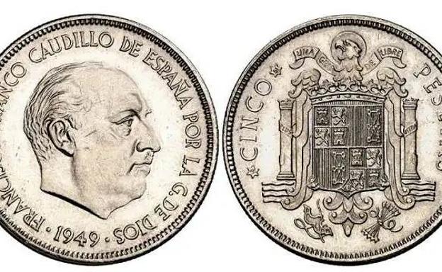 Monedas de 5 pesetas cotizadas en el mercado. 