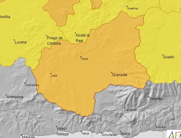Aviso naranja este viernes en Granada. 