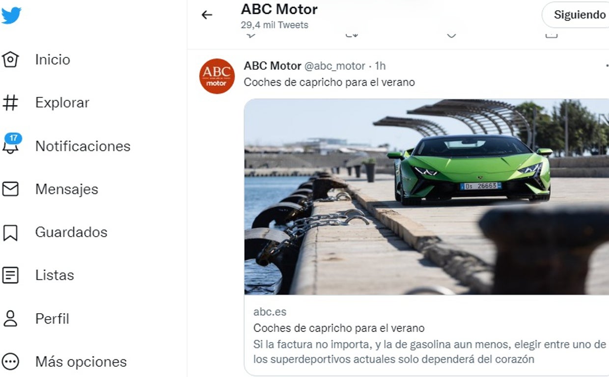 Perfil de ABC Motor en Twitter