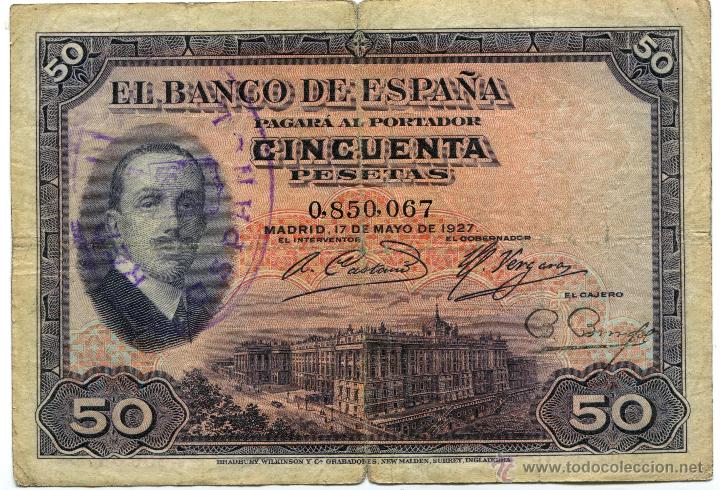 Billete de 50 pesetas del 17 de mayo de 1927.