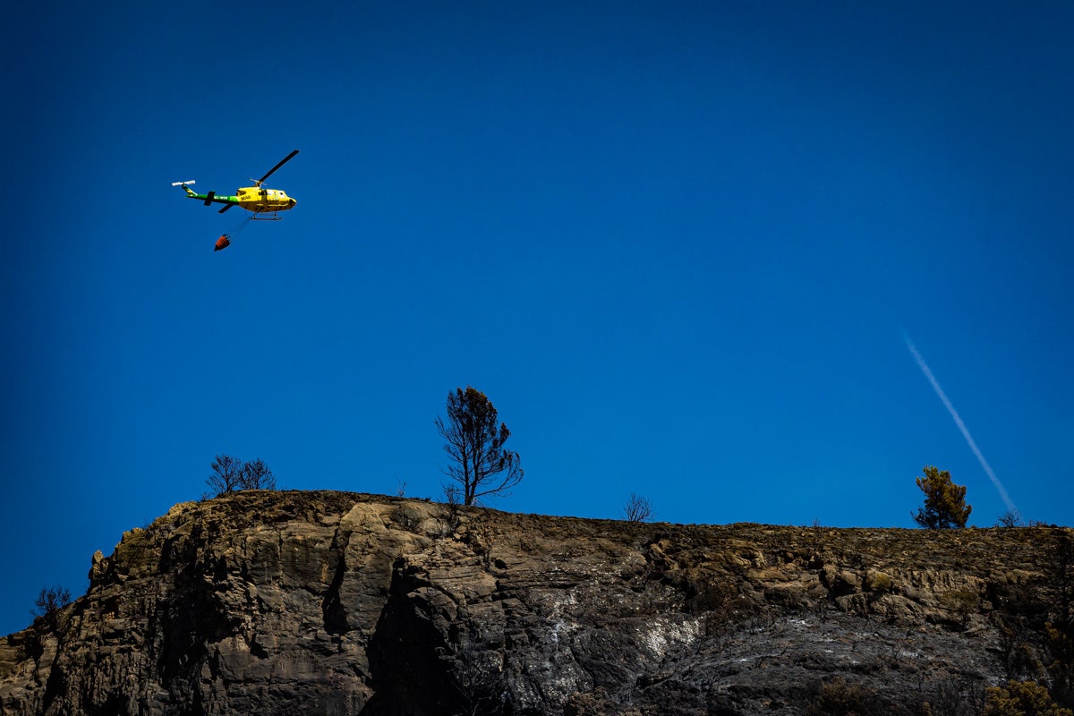 Así se encuentra la zona afectada por las llamas entre Los Guájares y Albuñuelas.