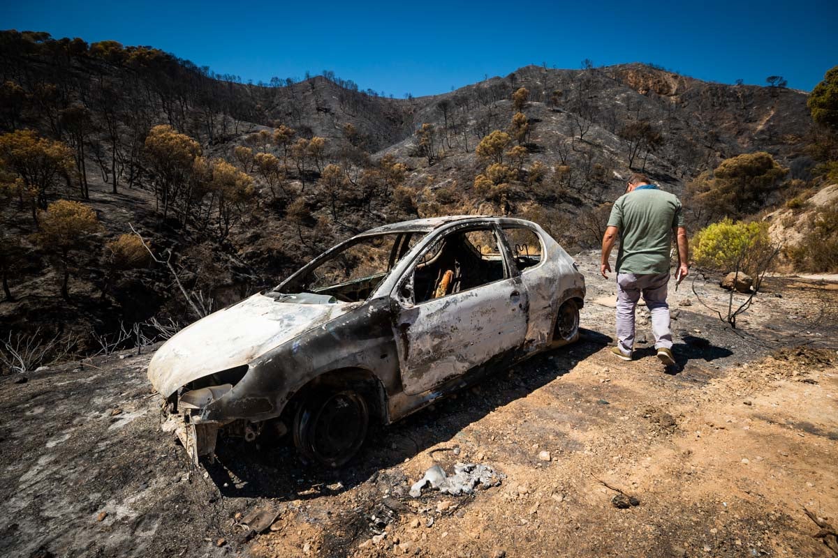 Así se encuentra la zona afectada por las llamas entre Los Guájares y Albuñuelas.