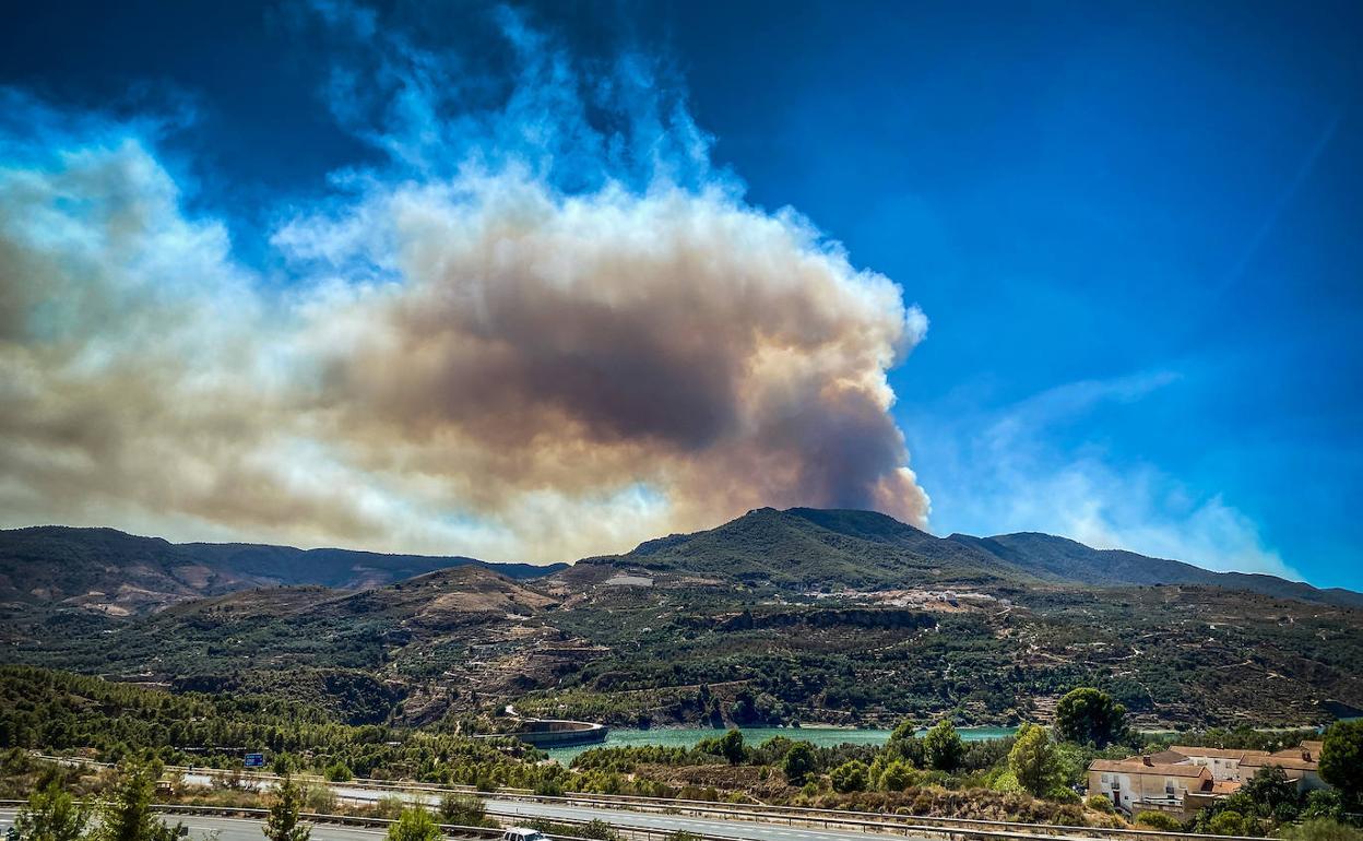 El humo del incendio forestal de Los Guájares.