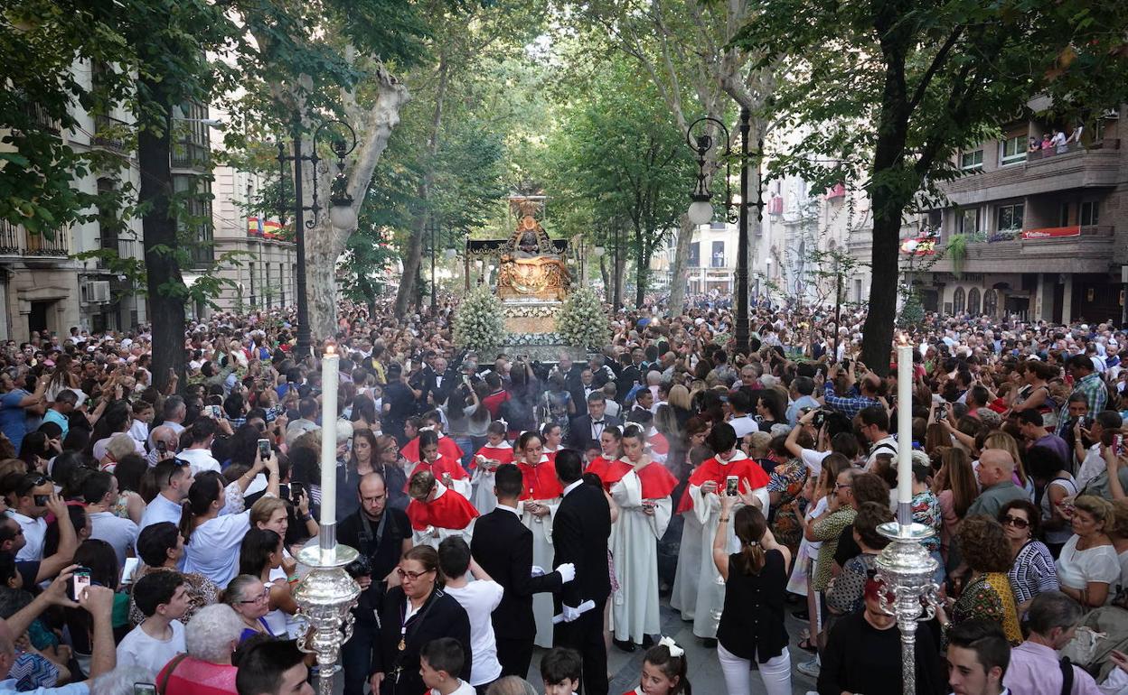 La procesión de la Virgen de las Angustias en 2018.