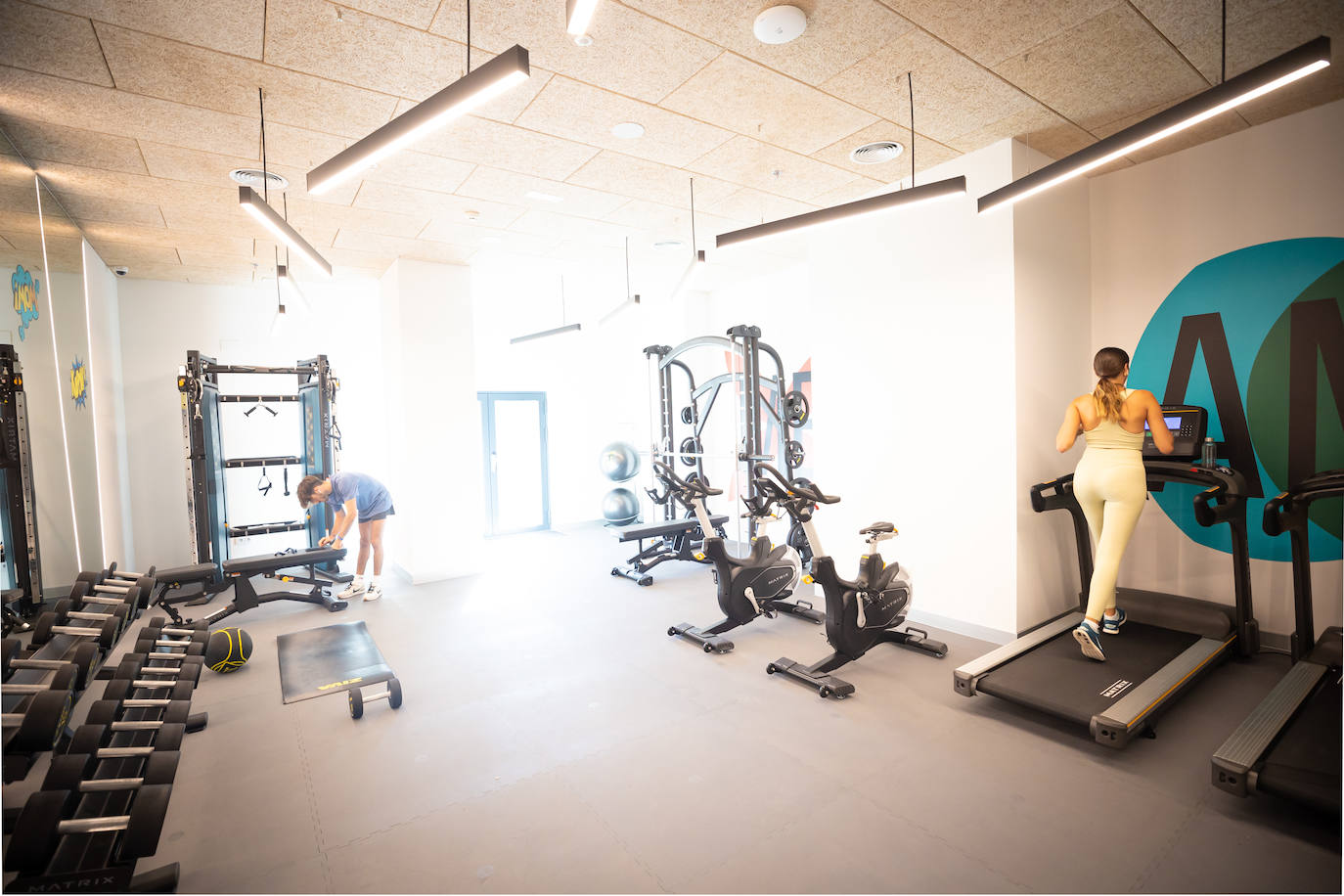 El gimnasio de una de las nuevas residencias universitarias.