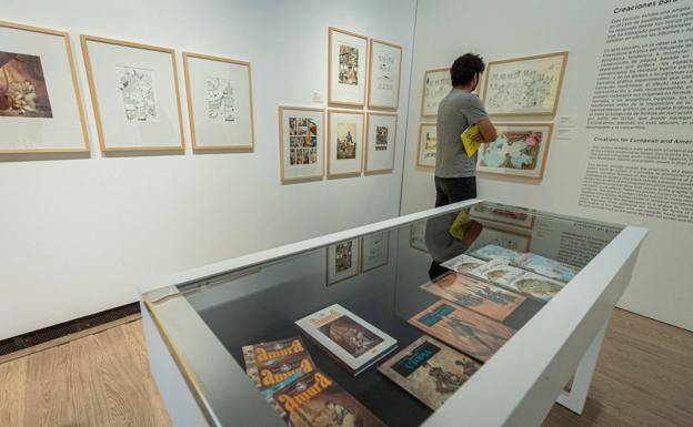 Imagen principal - Algunas de las obras de la exposición. 