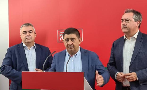 Santos Cerdán, Francisco Reyes y Juan Espadas, hace unos días. 