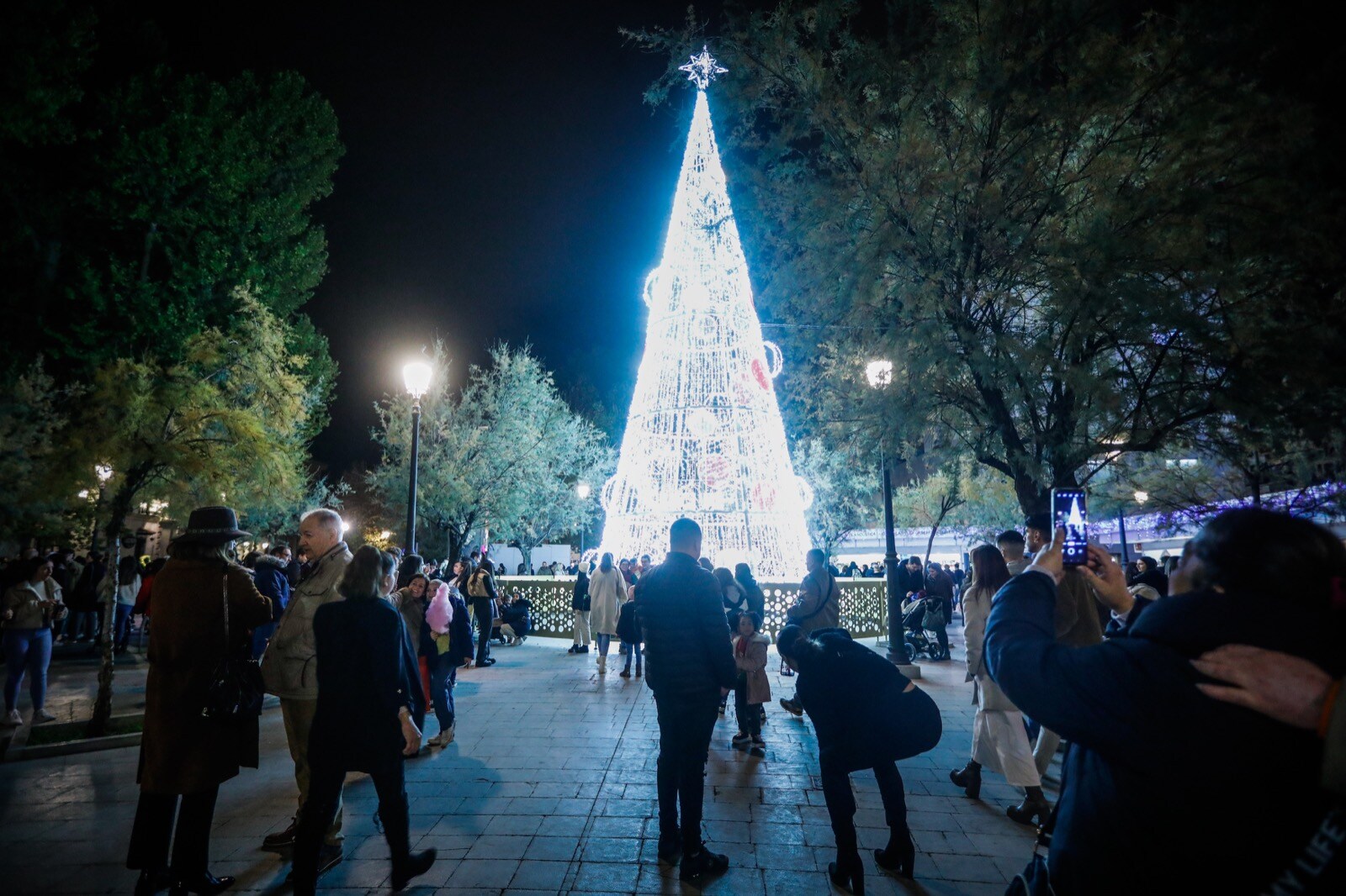 Los granadinos abarrotan el Centro en el encendido del alumbrado.