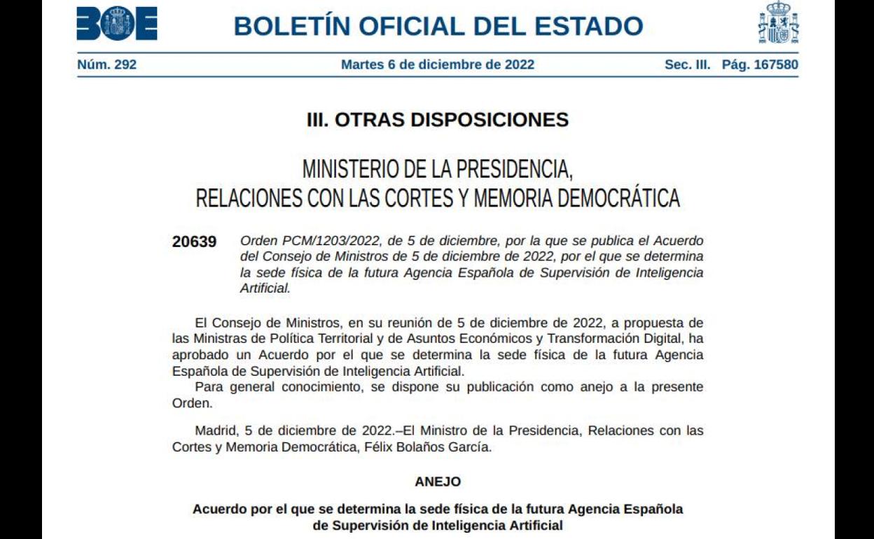 Boletín Oficial del Estado publicado este martes.