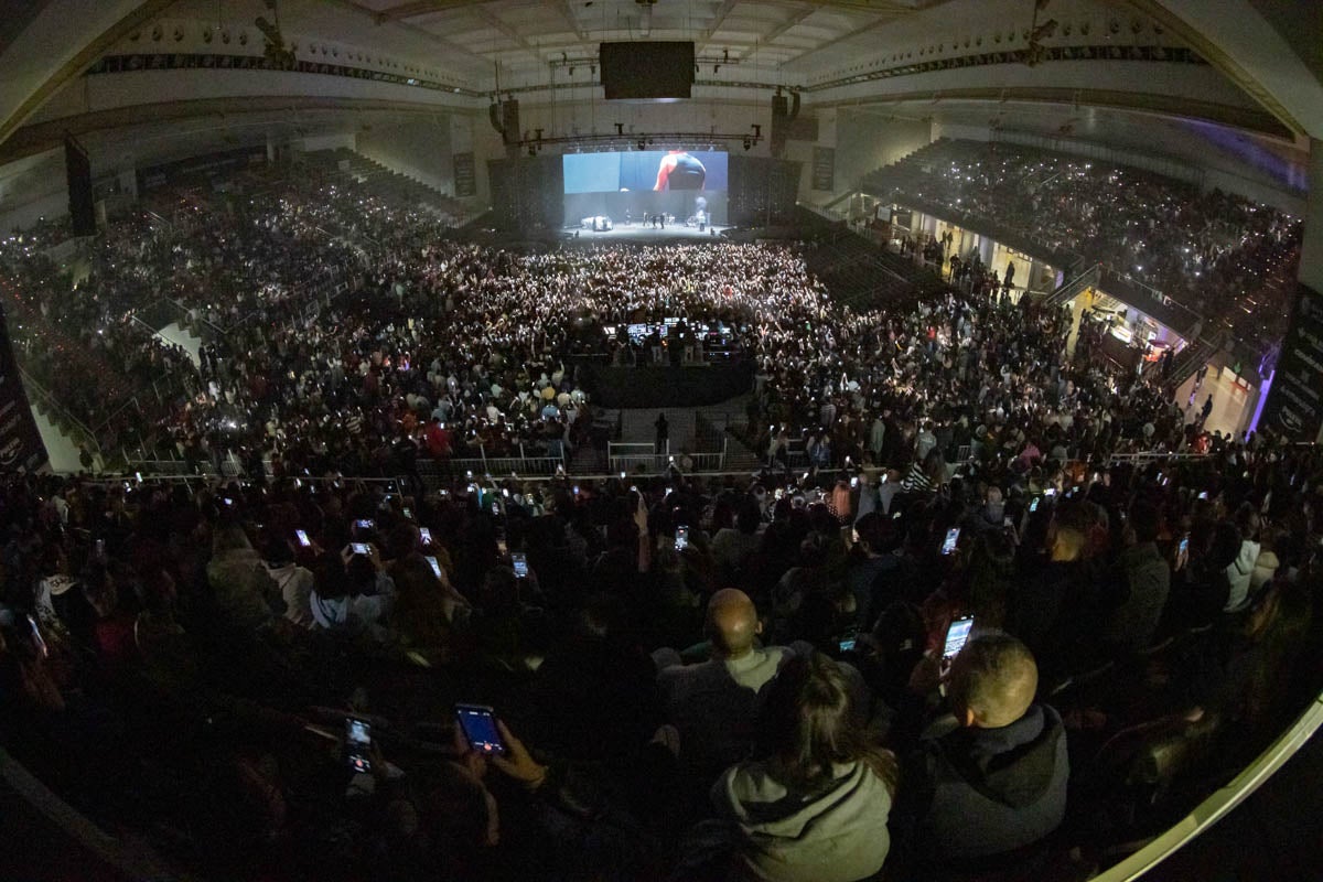 Momento del primer concierto de Dellafuente en el Palacio de Deportes.