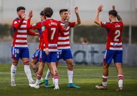 Celebración del Recreativo en su último triunfo.