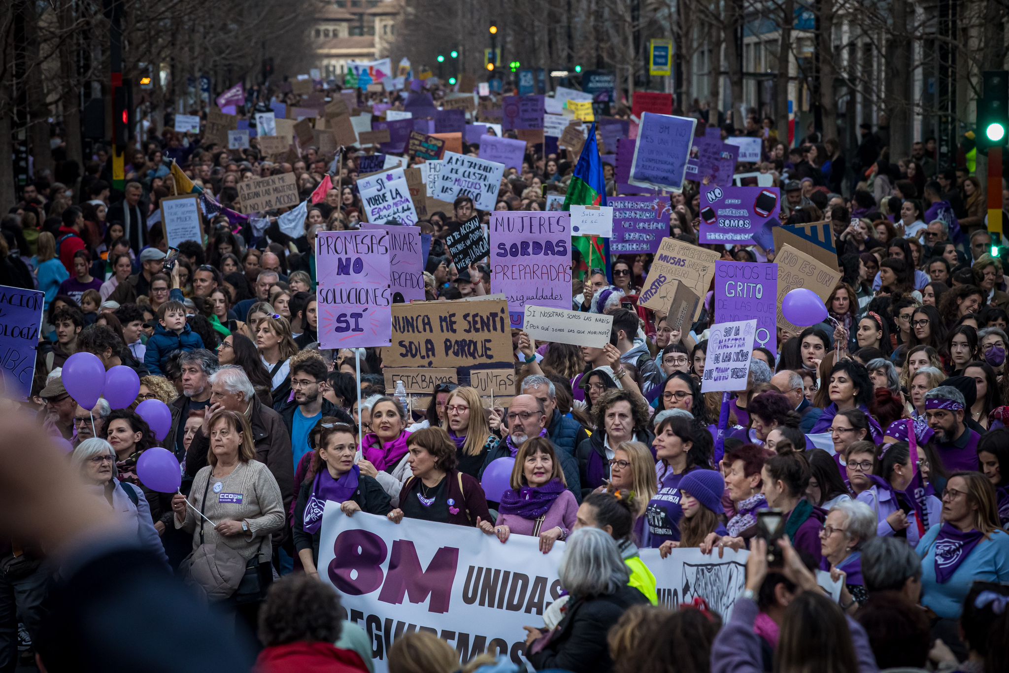 La marea morada se planta en las calles de Granada