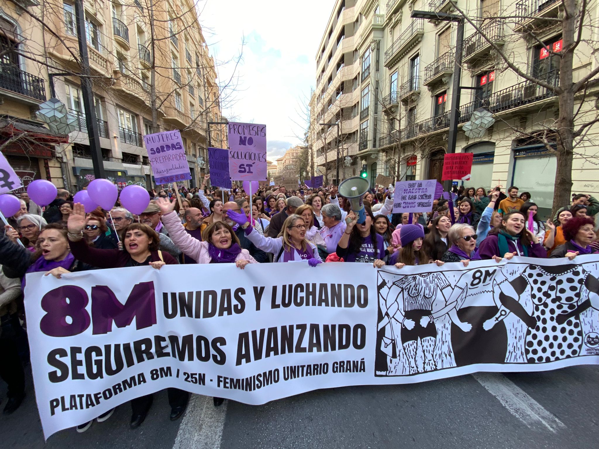 La marea morada se planta en las calles de Granada