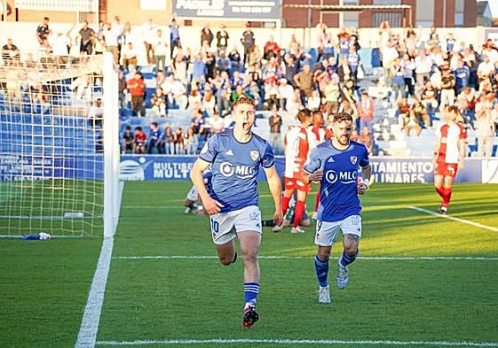 Fermín celebrando el primer gol.