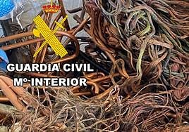 Cobre recuperado del robo en Guarromán.