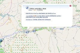 Incendio de un camión en la A-92 en Loja.