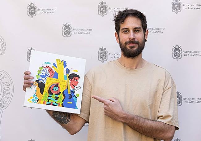 Valverde, con su obra 'Granada mágica'.