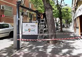 Desmontaje de la estructura metálica de la terraza en Arquitecto Berges.