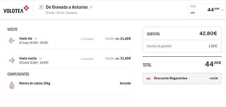 Vuelo Granada-Asturias.