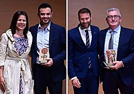Los momentos de la entrega de los galardones a las asociaciones almerienses Ítaca (izq.) y Ve Olula.